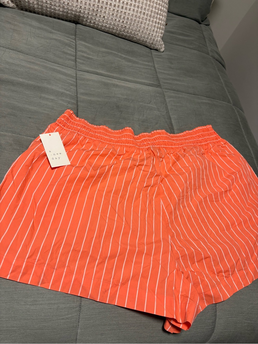 a new day Orange and White Striped linen shorts